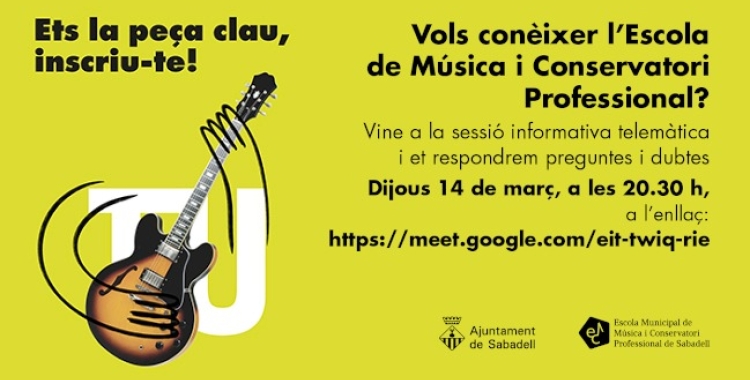 La publicitat de les preinscripcions del Conservatori i l'Escola de Música que acaben el 20 de març | Cedida