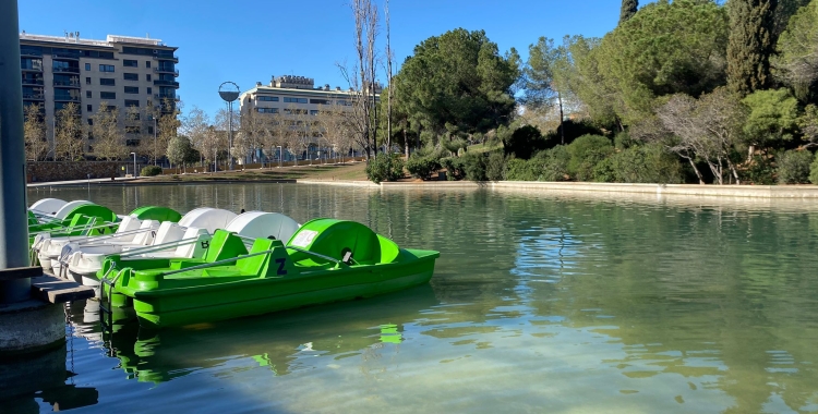 Les barques del Parc Catalunya amb el nivell de l'aigua baixant amb la sequera | Helena Molist