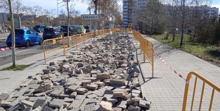 obres del carril bici entre Sabadell i Terrassa 