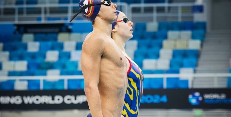 Emma Garcia i Jordi Cáceres en l'últim entrenament previ a la Copa del Món de Pequin | World Aquatics