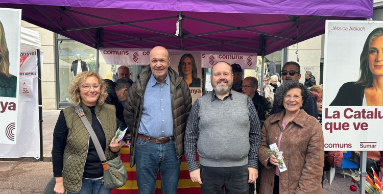 Joan Carles Gallego i Joan Mena a la parada dels Comuns a Sabadell 