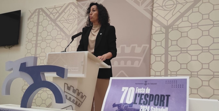 Montse González, en la compareixença de la presentació de la Gala de l'Esport