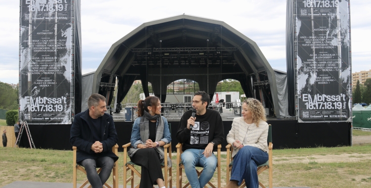 Carles de la Rosa, Marta Farrés, Arnau Solsona i Kattia Botta avui a la roda de premsa a l'Amfiteatre del Parc 