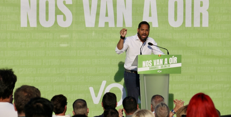 Ignacio Garriga durant el míting a la plaça Espanya | Albert Segura (ACN)