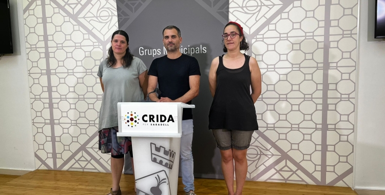 Aurora Murillo, Oriol Rifer i Anna Lara en roda de premsa | Mireia Sans