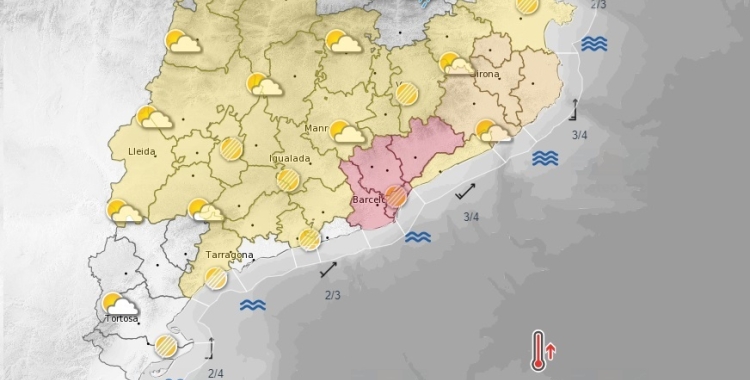 El Vallès Occidental, pintat de vermell per les altes temperatures | meteo.cat