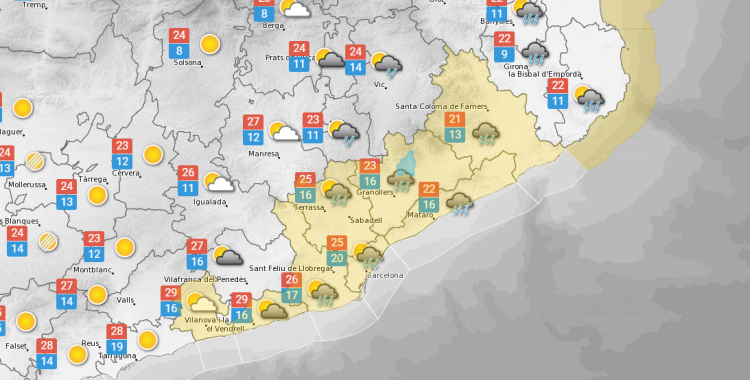 Avís de perill per pluges intenses aquest dijous a Sabadell