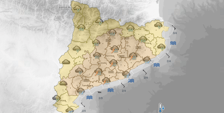 Previsió de pluges durant tot el dissabte | Meteocat