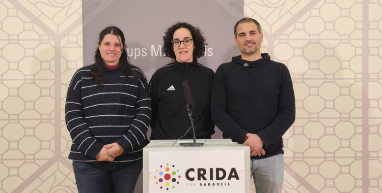 Aurora Murillo, Anna Lara i Oriol Rifer a la roda de premsa | Ràdio Sabadell