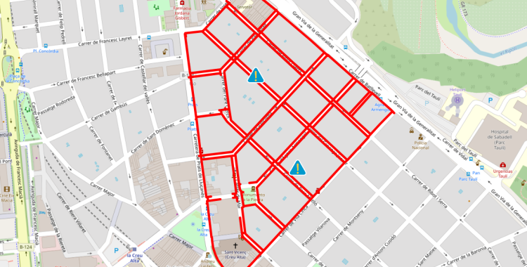 Zona afectada per l'avaria | Aigües Sabadell