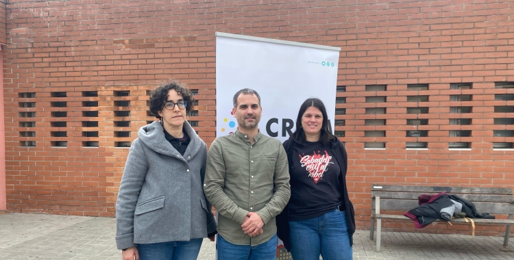 Anna Lara, Oriol Rifer i Aurora Murillo durant la roda de premsa