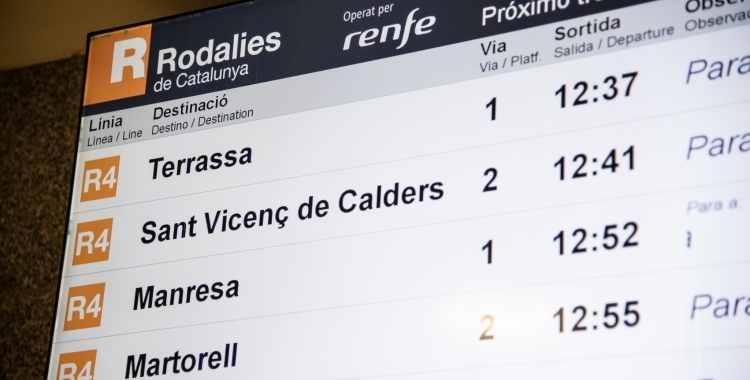 Imatge d'un panell informatiu de Rodalies