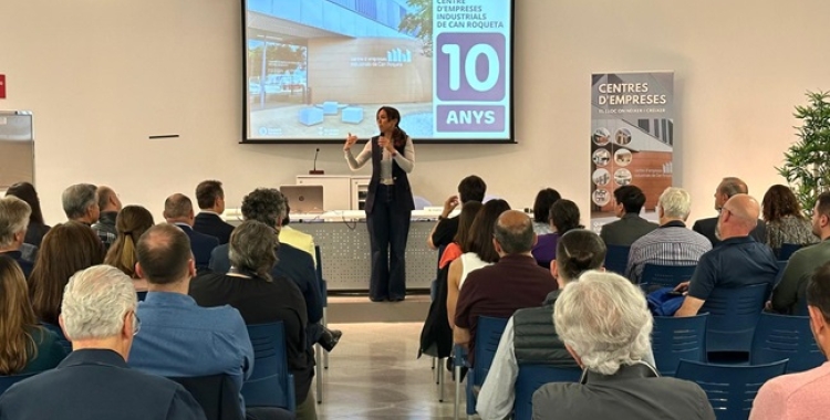 Marta Farrés durant l'acte de celebració del 10è aniversari de Can Roqueta