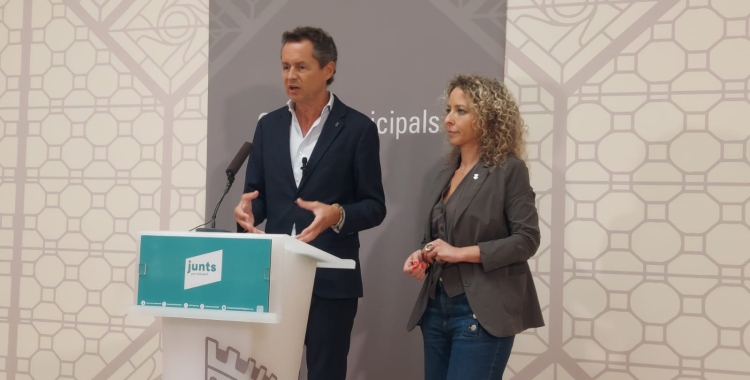 Lluís Matas i Katia Botta durant la roda de premsa d'aquest migdia