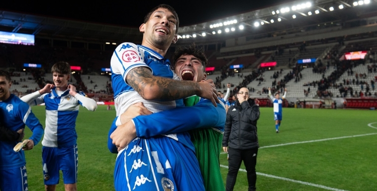 Astals i López-Pinto celebrant la victòria a l'Enrique Roca | Roger Benet