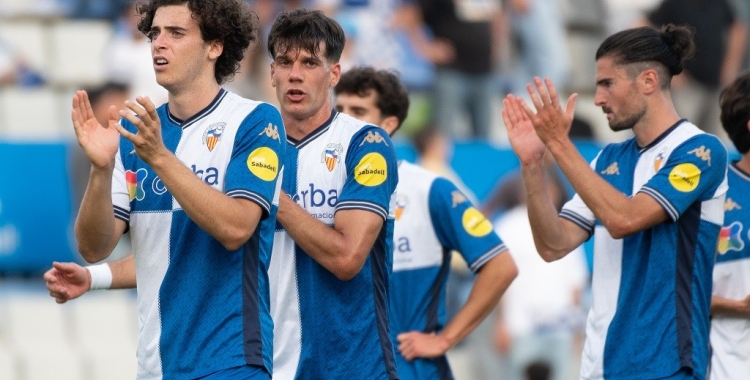 Morcillo i Urri, amb Ton Ripoll, després del Sabadell-UCAM de promoció | Roger Benet