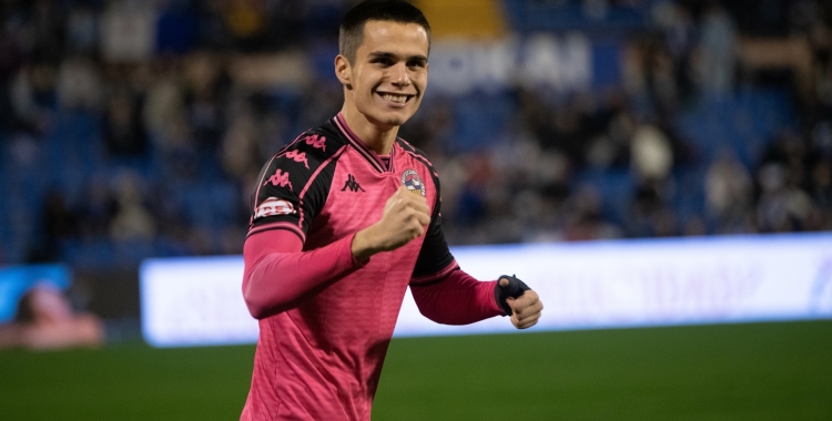 Quim Utgés celebrant el seu gol contra l'Hércules | Roger Benet