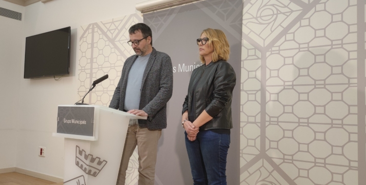 Santi Valls i Sílvia Renom durant la roda de premsa d'aquest matí