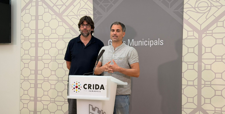 Guillem Fuster i Oriol Rifer en roda de premsa | Mireia Sans