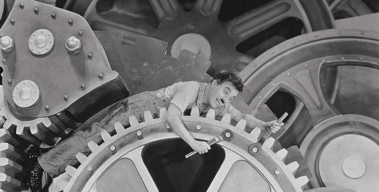 Un moment de la pel·lícula 'Modern Times' de Charles Chaplin 