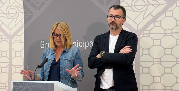 Sílvia Renom i Santi Valls en la roda de premsa | Mireia Sans