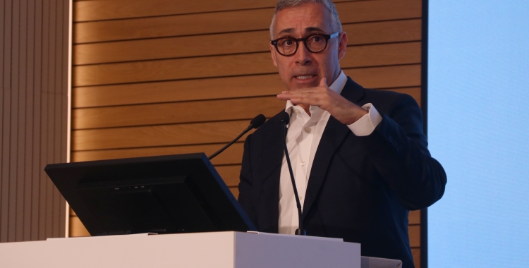 El conseller delegat del Banc Sabadell, Marc Armengol, durant la presentació dels resultats