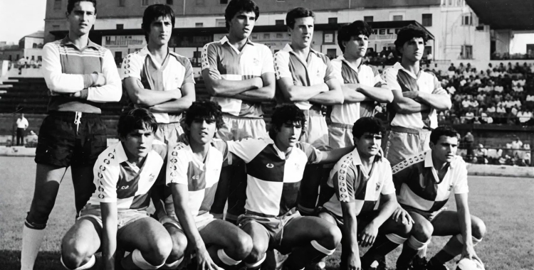 Onze arlequinat: Manel, Santi, Nacho, Arroyos, Baño, Jurado; Bertrolí, Tapia, Cartañà, Moreno i Manolo | Cedida