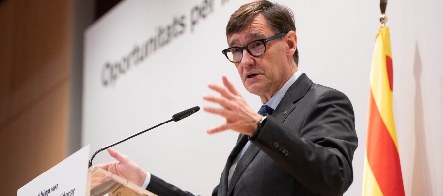 Salvador Illa durant l'acte a Fira Sabadell