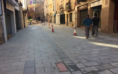 Imatge del carrer Sant Quirze aquest matí