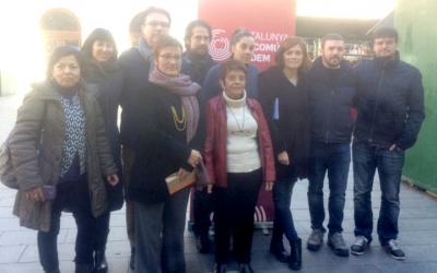 Els candidats Elisenda Alamany, Marta Ribas i Joan Josep Nuet han visitat Sabadell a les portes de la campanya.