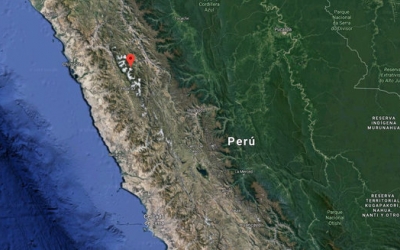 Mapa que indica el punt on se situa el pic Nevado Mateo, al Perú, on han mort tres excursionistes catalans i el seu guia