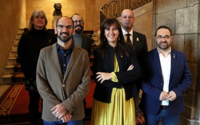 Regidors i alcalde de Sabadell amb la consellera Laura Borràs i el comissari, Joan Safont, a la presentació de l'Any | Cedida