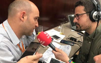 El cap de llista taronja, durant l'entrevista de valoració de resultats dins l'especial electoral de Ràdio Sabadell | Ciutadans Sabadell
