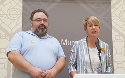 Francesc Xavier Baró i Lourdes Ciuró durant la roda de premsa d'aquest matí | Ràdio Sabadell