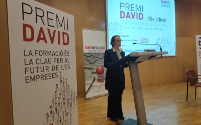 La presidenta del Centre Metal·lúrgic de Sabadell i comarca, Alícia Bosch, al lliurament dels premis | Pau Duran