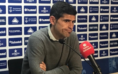 Hidalgo, a la roda de premsa posterior al partit contra el Llagostera | Adrián Arroyo