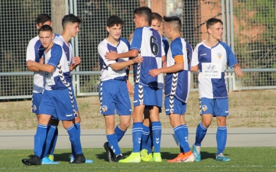 El Sabadell juvenil celebrant un gol a Olímpia aquesta temporada | Adrián Arroyo