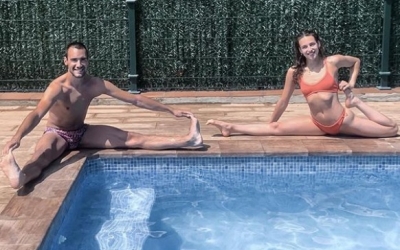 Ribes i Garcia, durant un dels entrenaments a la piscina privada | @pauribes_sincro