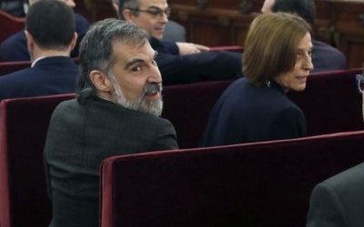 Jordi Cuixart i Carme Forcadell durant el judici | Cedida
