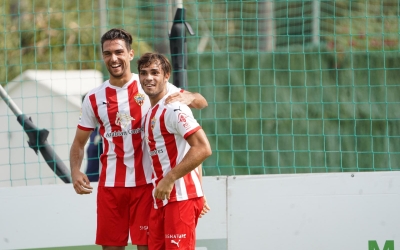 Ibiza (esquerre), celebrant el gol marcat contra la Balona fa pocs dies | UD Almería