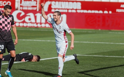 Arroyo celebra el primer gol del partit | Albacete Balompié
