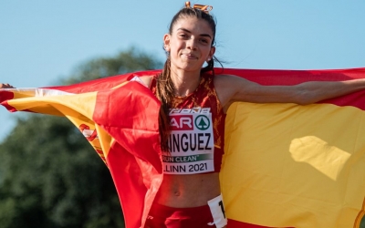Domínguez, després de guanyar l'or a Tallinn | Cedida