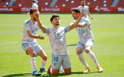 Moha, celebrant un gol amb el Mirandés | @CDMirandes