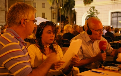 Jordi Saura, Lluís Subirana i la Cristina Colomer en un directe a Ràdio Sabadell | Cedida