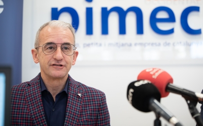 Josep Ginesta, Secretari General de PIMEC, durant la roda de premsa | Roger Benet