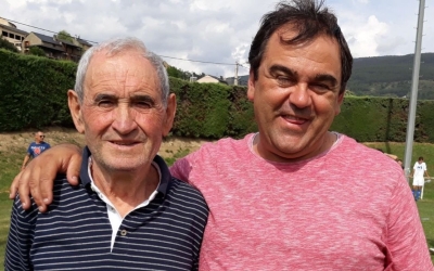 Joan Murtró (esquerra) amb qui serà l'entrenador i impulsor del projecte, Quico Díaz (dreta) | Futbol Catalunya
