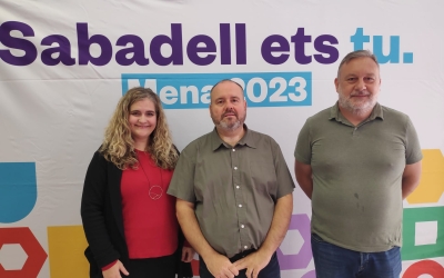 Marta Salido, Joan Mena i Antonio Roa, a la seu de Sabadell En Comú Podem | Pau Duran