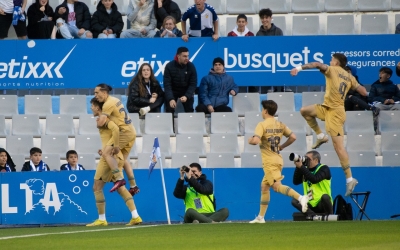 Celebració del primer gol d'Estanis davant del públic | Roger Benet