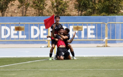 Gómez, celebrant un dels dos gols marcats contra el Calahorra | @cfnucia