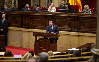 Pere Aragonès, durant el debat al Parlament/ ACN